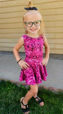 Leotard ~ Sleeveless  Bowback ~ Hot Pink Faux Sequins