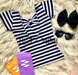 1 left! Size 4/5yr ~ S/S Bowback Fitted Top ~ Blk/White Stripe