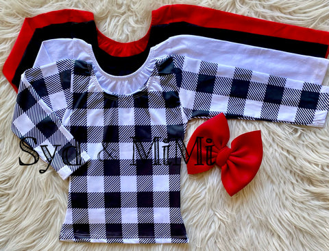 L/S Cap Sleeve Top ~ Buffalo Plaid