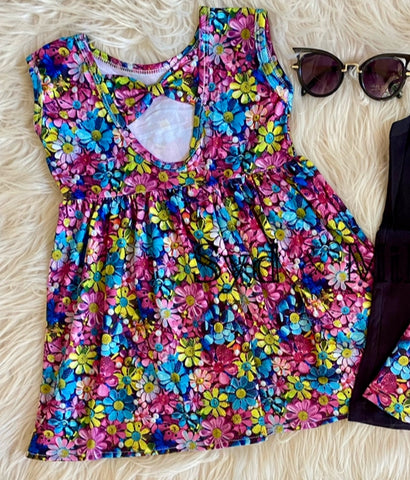 Bowback  Dress ~ Electric Daisies