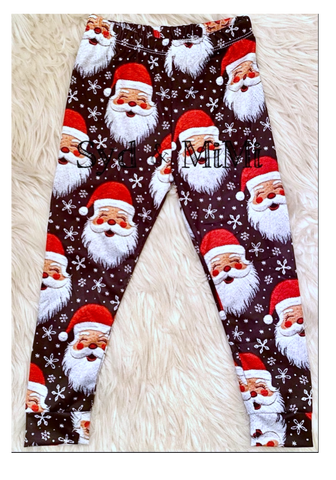 Joggers ~ Faux Embroidered Santa