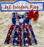 1 size left! 2T - Bowback Dress ~ Faux Sequins Stars & Stripes