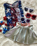 1 left! 2/3yr ~ Crossback Racer Top - Faux Sequins Stars & Stripes