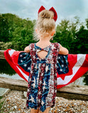 1 size left! 2T - Bowback Dress ~ Faux Sequins Stars & Stripes