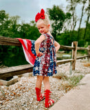 1 size left! 2T - Bowback Dress ~ Faux Sequins Stars & Stripes