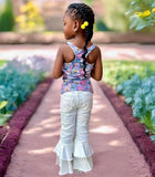 Racerback Top ~ Faux Embroidered Daisies