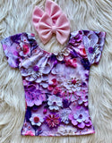 1 size left! 3/4yr ~ Cap Sleeve Top ~ 3D Lavender Floral