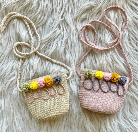 Toddler Crossbody Purse - Fabric Poms