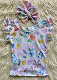 2 left! 3/4 & 6/7yr ~ Ruffle Top~Summer Floral