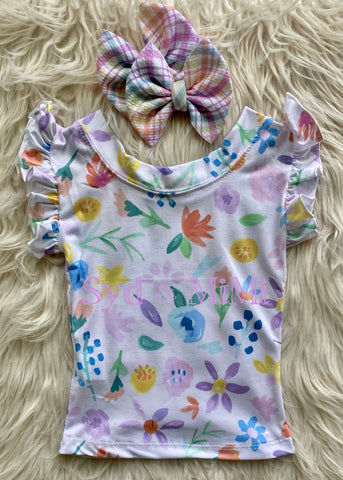 2 left! 3/4 & 6/7yr ~ Ruffle Top~Summer Floral