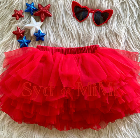 Tulle Ruffle Skirt ~ Red