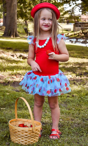 2 sizes left! 2T & 4T ~ Strawberry Tulle Mini Dress