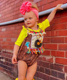 1 size left! 6/12mo ~ Leotard~RIBBED~S/S (Half Sleeve) Mini Flutter-Iced Lemon