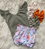 3 left! 4T, 5/6 & 6/7yr ~ Ruffle Shorts~Muted Floral