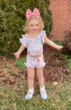 3 left! 4T, 5/6 & 6/7yr ~ Ruffle Shorts~Muted Floral