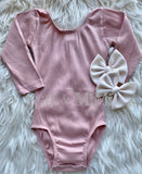 2 left! 12/24mo & 3/4yr ~ Leotard~RIBBED~L/S Cap Sleeve-Mauve