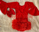 1 size left! 4/5yr ~ Leotard-Bell Sleeve Bowback-Red