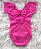 1 left! 6/12mo ~ Leotard-S/S Cap Sleeve Bowback-Hot Pink