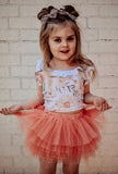 2 left! 2/3 & 3/4yr ~ Tulle Ruffle Skirt-Creamsicle