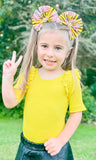 1 size left! 6/12mo ~ Leotard~RIBBED~S/S (Half Sleeve) Mini Flutter-Iced Lemon