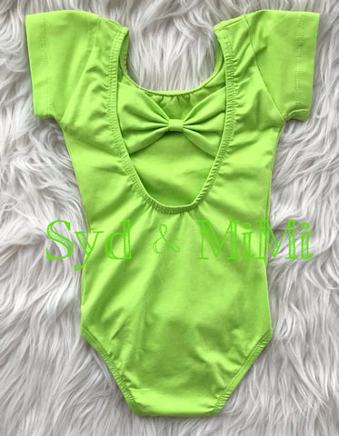 Leotard-S/S Cap Sleeve Bowback ~ Lime